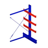 雙面懸臂副架，1500*1600*2500，400kg/層，4層，懸臂長700mm，含底座，