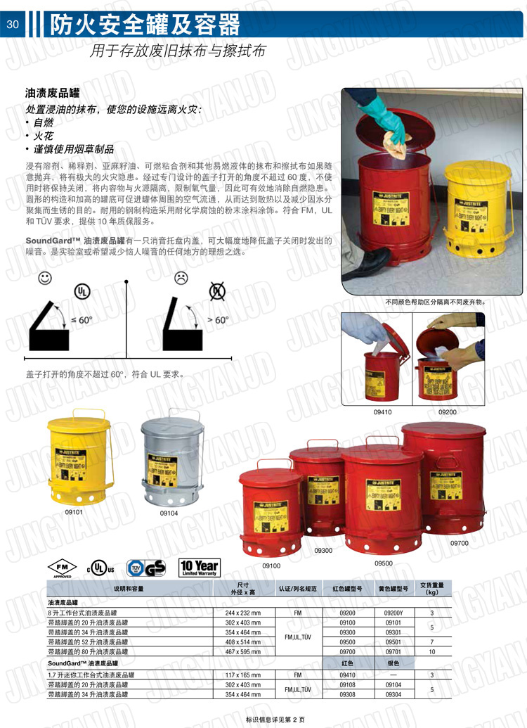 美國杰斯瑞特，JUSTRITE，活塞安全罐，盛漏式活塞罐，化學(xué)品分裝罐，